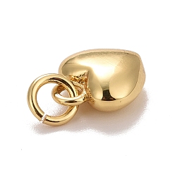 Настоящее золото 18K Подвески из латуни с покрытием из настоящего золота 18k, с прыжковых колец, долговечный, без свинца и без кадмия, сердце, реальный 18 k позолоченный, 9.5x7.5x3.5 мм, Перейти кольцо: 4.6x0.8 мм, 3 мм внутренним диаметром