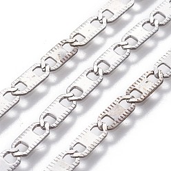 Stainless Steel Color Tarnish Resistant 201 Stainless Steel Link Chains, Unwelded, Stainless Steel Color, 8.5x3.5x0.5mm