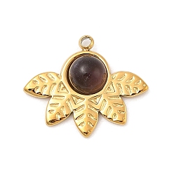 Аметист Подвески из натурального аметиста , с 304 фурнитурой из нержавеющей стали, ионное покрытие (ip), лист прелести, 16x19.5x4.5 мм, отверстие : 1.4 мм