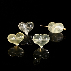 Сердце Натуральные бусины из лимонного кварца (нагретые)., резные бусины, сердце, 14x17 мм