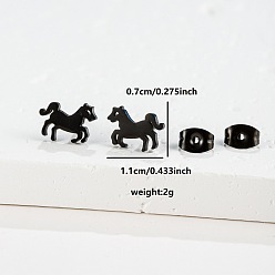 Лошадь 201 из нержавеющей стали серьги, чёрные, лошадь, 7x11 мм