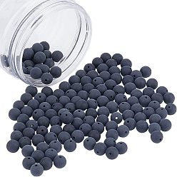 Black Agate Grade A Natural Black Agate Beads, Dyed & Heated, Frosted, Round, 8mm, Hole: 1.2mm, 180pcs/box