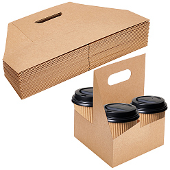 Цвет Древесины 40 шт. бумажные пакеты для кофейных чашек с ручками-дырочками, деревесиные, 18x18.3x23.9 см