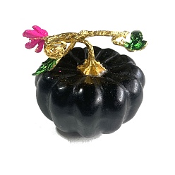 Obsidian Natural Obsidian Carved Healing Pumpkin Figurines, Reiki Energy Stone Display Decorations, 60x55mm