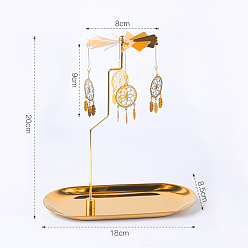 Золотой Тканая сетка/паутина с железным пером, вращающийся деревянный подсвечник для чайной свечи в виде лошади, для любителей свечей, романтическая свадьба, Рождественская вечеринка (не включая поднос для полотенец), золотые, 200 мм