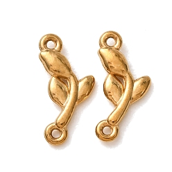 Real 18K Gold Plated 304 Stainless Steel Connector Charms, Flower Links, Ion Plating(IP), Long-Lasting Plated, Real 18K Gold Plated, 13.5x6x2mm, Hole: 1mm