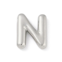 Letter N Gestellmessinganhänger, langlebig überzogen, Bleifrei und cadmium frei, Platin Farbe, Buchstabe n, 18x14x4 mm, Bohrung: 1.8 mm