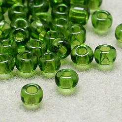 Olive Drab 8/0 Grade A Round Glass Seed Beads, Transparent Colours, Olive Drab, 8/0, 3x2mm, Hole: 1mm, about 10000pcs/bag