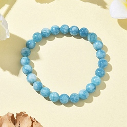 Кварц Натуральный голубой кварц имитация амазонита круглые бусины эластичные браслеты для мужчин и женщин, внутренний диаметр: 2-1/8 дюйм (5.5 см)