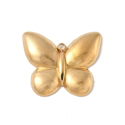 Настоящее золото 18K 304 подвески из нержавеющей стали, очарование бабочки, реальный 18 k позолоченный, 23x27x3 мм, отверстие : 1.8 мм