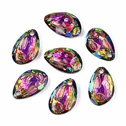 Темная Орхидея 112 брелоки из гальванического стекла, слеза, граненые, темные орхидеи, 18x11.5x5.5 мм, отверстие : 1.8 мм