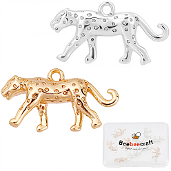 Real Gold Plated & Real Platinum Plated 10шт 2цвета латунные подвески, без никеля , леопард, настоящее золото и платина, 9x16.5x4 мм, отверстие : 1 мм, 5 шт / цвет