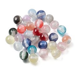 (52) Непрозрачная лаванда Прозрачный бисер cmолой, круглые, с блеском порошок, два тона, разноцветные, 10 мм, отверстие : 1.8~2 мм