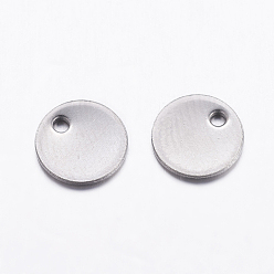 Нержавеющая Сталь Цвет Устойчивые к потускнению 201 подвески из нержавеющей стали, плоско-круглые, пустые теги, цвет нержавеющей стали, 8x1 мм, отверстие : 1.5 мм