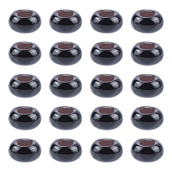 Black Agate Natural Black Agate European Beads, Large Hole Beads, Dyed & Heated, Rondelle, 14x8mm, Hole: 6mm, 20pcs/box