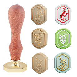 Mixed Shapes Штампы для скрапбукинга своими руками на цветочную тематику, включая 3шт. 3 латунные штамповые головки и 1деревянную ручку из поликарбоната, разнообразные, головка штампа: 23.5x23.2 мм, 1 шт / стиль