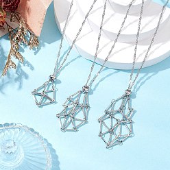Stainless Steel Color 3Pcs 3 Sizes 304 Stainless Steel Macrame Pouch Empty Stone Holder Necklace Making, Stainless Steel Color, 17.72~29.53 inch(45~75cm), 1pc/size