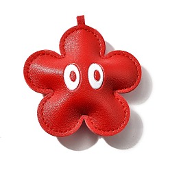 Красный Подвески из искусственной кожи, цветок, красные, 83x78x25 мм, отверстие : 5.5x1 мм