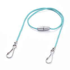 Deep Sky Blue Polyester & Spandex Cord Ropes Eyeglasses Chains, Neck Strap for Eyeglasses, with Plastic Breakaway Clasps, Iron Coil Cord Ends and Keychain Clasp, Deep Sky Blue, 21.34 inch(54.2cm)