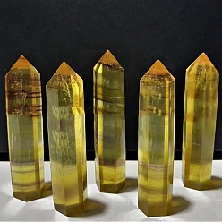 Флюорит Башня из натурального флюорита, украшение для дома, исцеляющие каменные палочки, Декоры для медитации и терапии Рейки чакры, шестиугольная призма, 50~60 мм