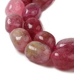 Old Rose Natural Malaysia Jade Beads Strands, Faceted, Oval, Dyed and Heated, Old Rose, 8.5~11.5x7~8x6.5~8mm, Hole: 1.5mm, about 37~38pcs/strand, 14.76''~15.55''(37.5~39.5cm)