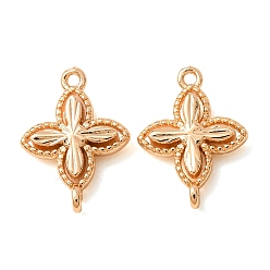 Настоящее золото 18K Подвески из латуни, цветок ссылки, реальный 18 k позолоченный, 14x10.5x2.5 мм, отверстие : 1 мм