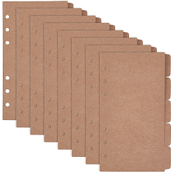 Color Canela 5Separadores de carpeta de papel kraft, Pestaña de página de índice con orificios para agenda, cuaderno y carpetas de hojas sueltas, Rectángulo, bronceado, 6 mm, agujero: 173x105x0.3 mm