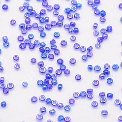 Blue 6/0 Round Glass Seed Beads, Grade A, Transparent Colours Rainbow, Blue, 3.6~4.0mm, Hole: 1.2mm, about 5000pcs/pound
