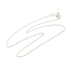 Серебро 1мм стойка покрытие латунный кабель цепь регулируемый слайдер ожерелья для женщин мужчин, без кадмия и без свинца, 901 застежка из нержавеющей стали, долговечный, серебряные, 17.72 дюйм (45 см)