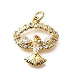 Phenix Латунные микро проложить кубического циркония подвески, без кадмия и без свинца, настоящие 18k позолоченные подвески, с целью перехода в кольце, феникс, 20.5x18.5x3.5 мм, отверстие : 3 мм