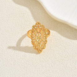Золотой Геометрические полые латунные кольца для женщин, цветок, золотые, 29 мм, внутренний диаметр: 16мм~18мм