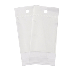 Белый Прямоугольник ОПП целлофановые мешки, самозапечатывающиеся пакеты с отверстием для подвешивания, белые, 14x6x0.01 см, отверстие : 7 мм