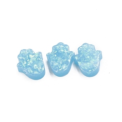 Light Sky Blue Opaque Resin Beads, Hamsa Hand, Light Sky Blue, 14x12mm