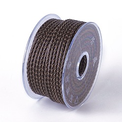 Coffee Braided Cowhide Cord, Leather Jewelry Cord, Jewelry DIY Making Material, Coffee, 3mm, about 21.87 yards(20m)/roll