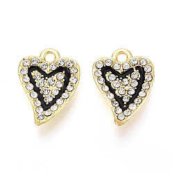 Light Gold Подвески из сплава и страза, с эмалью, сердце прелести, золотой свет, 18.5x13x3.5 мм, отверстие : 1.8~2 мм