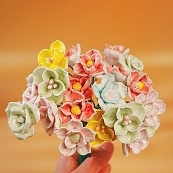 Mixed Color Ceramic Flower Stems with Iron Stem, Decorative Artificial Floral Picks for Vases & Home Decor, Mixed Color, 265~270mm