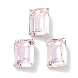 Light Peach Glass Rhinestone Cabochons, Point Back & Back Plated, Faceted, Rectangle, Light Peach, 14x10x5.5mm