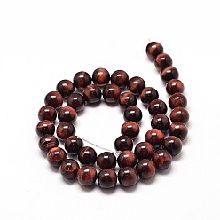 Tiger Eye Natural Red Tiger Eye Round Bead Strands, 4mm, Hole: 1mm, about 91pcs/strand, 15 inch