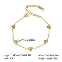 Сердце 304 женские браслеты-цепочки со звеньями из нержавеющей стали, реальный 18 k позолоченный, сердце, 6-1/4 дюйм (16 см)