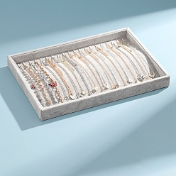 Серый Бархатные подносы для ювелирных изделий, органайзер для ювелирных изделий держатель для кольца, серьги, ожерелья, браслета, хранения, прямоугольные, серые, 35x24x3 см