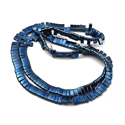 Blue Plated Electroplated Non-magnetic Synthetic Hematite Beads Strands, Rectangle, 2-Hole, Blue Plated, 5x2x2mm, Hole: 0.8mm, about 193pcs/strand, 8.27 inch(21cm)