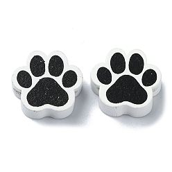 Черный Деревянные бусины на тему домашних животных, коготь, чёрные, 18x20x8 мм, отверстие : 3 мм