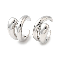 Платина Серьги-клипсы из латуни с покрытием стойки, долговечный, без свинца и без кадмия, платина, 14x8 мм