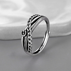 Античное Серебро Латунные крестовые кольца для мужчин, античное серебро, внутренний диаметр: регулируемый