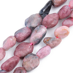 Rhodonit Natur Rhodonit Perlen Stränge, Nuggets, 5~13x5~10x3~8 mm, Bohrung: 1 mm, ca. 40~60 Stk. / Strang, 14.57 Zoll ~ 15.74 Zoll (37~40 cm)
