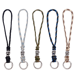 Couleur Mélangete 5pcs 5 couleurs alliage crâne 7 noyaux intérieurs polyester et spandex cordon cordes pendentif décorations, avec anneaux de ressort en alliage de zinc, couleurs mélangées, 185~190mm, 1 pc / couleur