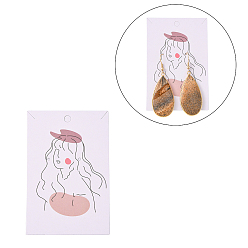 Human Rectángulo de cartón tarjetas de la exhibición del pendiente, para exhibición de joyería, Patrón de las mujeres, 9x6x0.04 cm, sobre 100 unidades / bolsa
