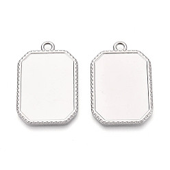 Нержавеющая Сталь Цвет 304 Настройки кабошон из нержавеющей стали кулон, многоугольник, цвет нержавеющей стали, 38.5x25.5x2 мм, отверстие : 3~3.5x3 мм, лоток : 30.5x21.5 мм