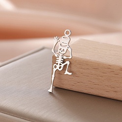 Нержавеющая Сталь Цвет Шкентели нержавеющей стали, скелет, цвет нержавеющей стали, 28x13 мм