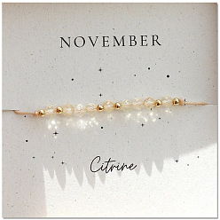 Цитрин Браслеты из бисера с натуральными камнями для женщин, цитрин, с латунной бисера, внутренний диаметр: 11 дюйм (28 см)